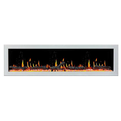 Litedeer Homes Gloria II 78" Smart Electric Fireplace With App Diamond - like Crystal - ZEF78VCW, White - Terrace Level