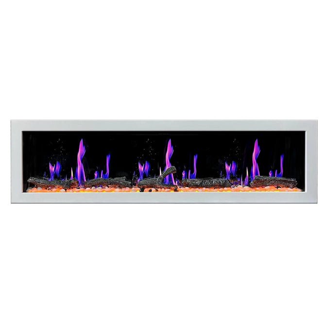 Litedeer Homes Gloria II 78" Smart Electric Fireplace With App Diamond - like Crystal - ZEF78VCW, White - Terrace Level