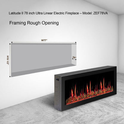 Litedeer Homes Gloria II 78" Smart Electric Fireplace With App Diamond - like Crystal - ZEF78VCW, White - Terrace Level