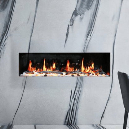 Litedeer Homes Gloria II Seamless Push - in Electric Fireplace (Silver / White Frame) - ZEF - Terrace Level