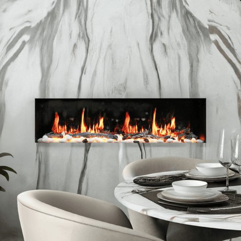 Litedeer Homes Gloria II Seamless Push - in Electric Fireplace (Silver / White Frame) - ZEF - Terrace Level