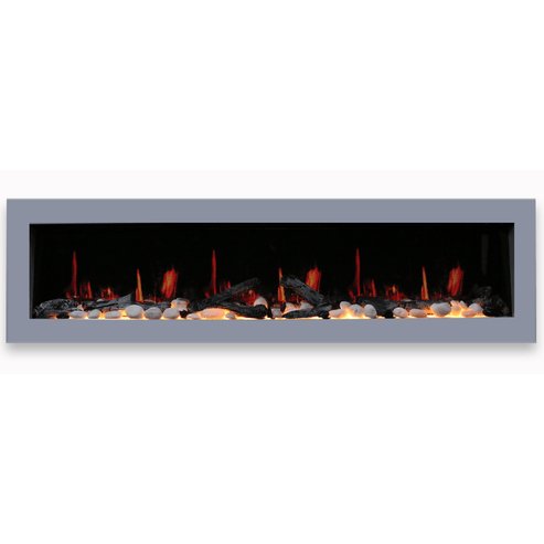 Litedeer Homes Gloria II Seamless Push - in Electric Fireplace (Silver / White Frame) - ZEF - Terrace Level