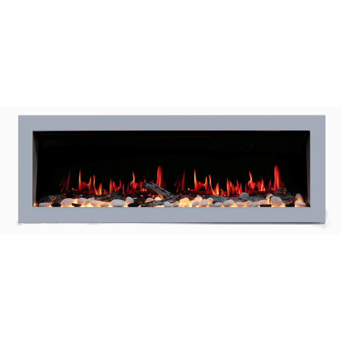 Litedeer Homes Gloria II Seamless Push - in Electric Fireplace (Silver / White Frame) - ZEF - Terrace Level