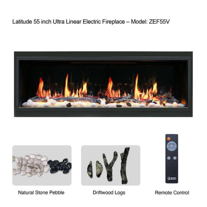 Litedeer Homes Latitude 55" Ultra Slim Built - in Electric Fireplace - ZEF55V - Terrace Level