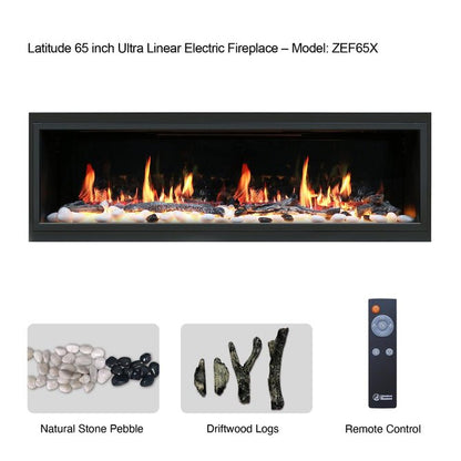 Litedeer Homes Latitude 65" Ultra Slim Built - in Electric Fireplace - ZEF65X - Terrace Level