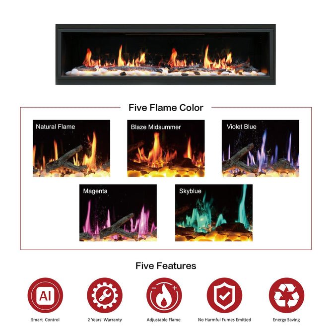 Litedeer Homes Latitude 75" Ultra Slim Built - in Electric Fireplace - ZEF75V - Terrace Level