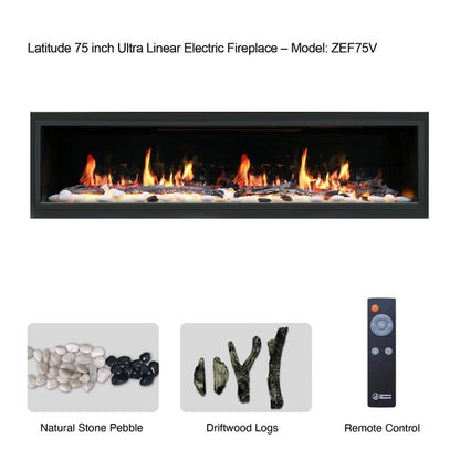 Litedeer Homes Latitude 75" Ultra Slim Built - in Electric Fireplace - ZEF75V - Terrace Level