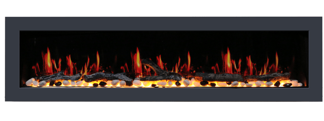 Litedeer Homes Latitude II 48" Smart Wall Mount Electric Fireplace with App Driftwood Log & River Rock - ZEF48X