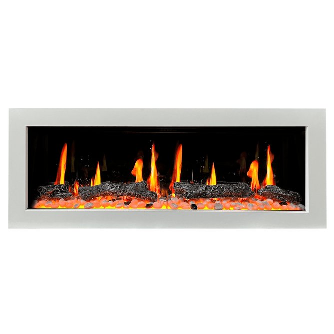 Litedeer Homes Latitude II 48" Smart Wall Mount Electric Fireplace with App Driftwood Log & River Rock - ZEF48X - Terrace Level