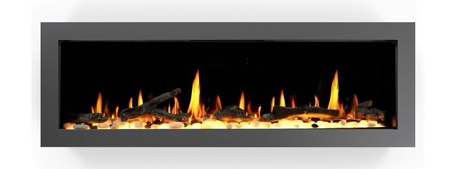 Litedeer Homes Latitude II 48" Smart Wall Mount Electric Fireplace with App Driftwood Log & River Rock - ZEF48X - Terrace Level