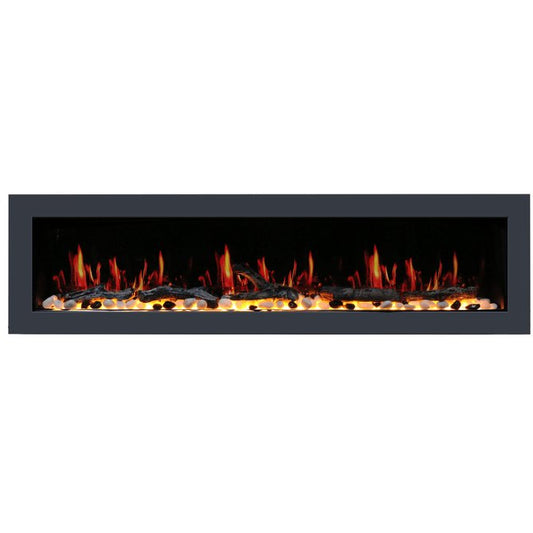 Litedeer Homes Latitude II 48" Smart Wall Mount Electric Fireplace with App Driftwood Log & River Rock - ZEF48X - Terrace Level