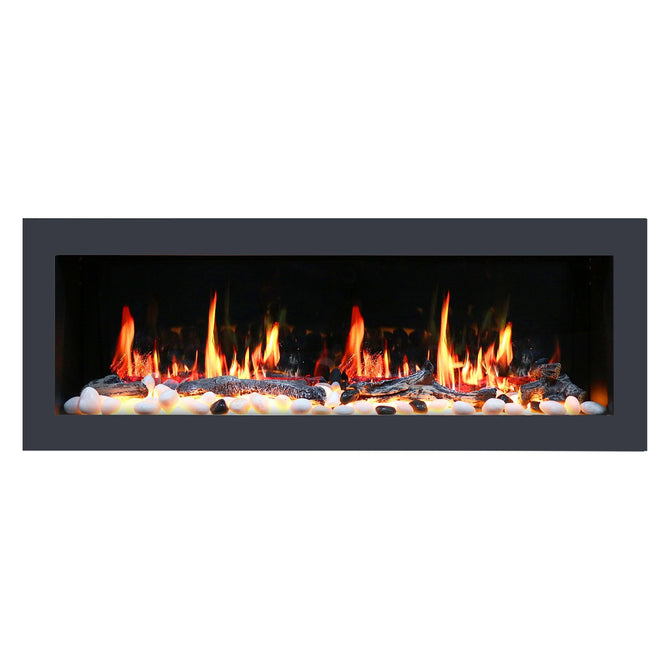 Litedeer Homes Latitude II 58" Smart Electric Fireplace with App Driftwood Log & River Rock - ZEF58V