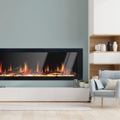 Litedeer Homes Latitude II 58" Smart Electric Fireplace with App Driftwood Log & River Rock - ZEF58V