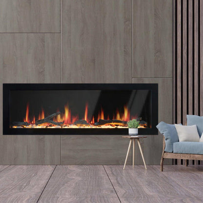 Litedeer Homes Latitude II 58" Smart Electric Fireplace with App Driftwood Log & River Rock - ZEF58V