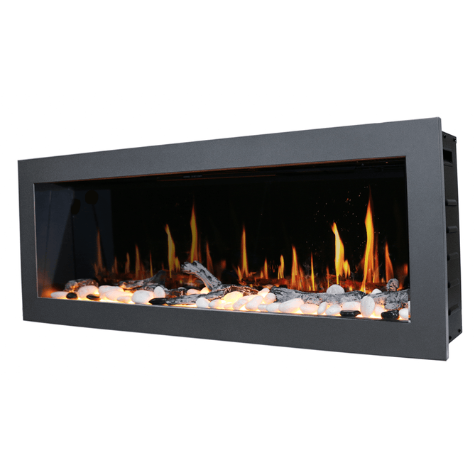 Litedeer Homes Latitude II 58" Smart Wall Mount Electric Fireplace with App, Driftwood Logs & River Rocks - ZEF58V