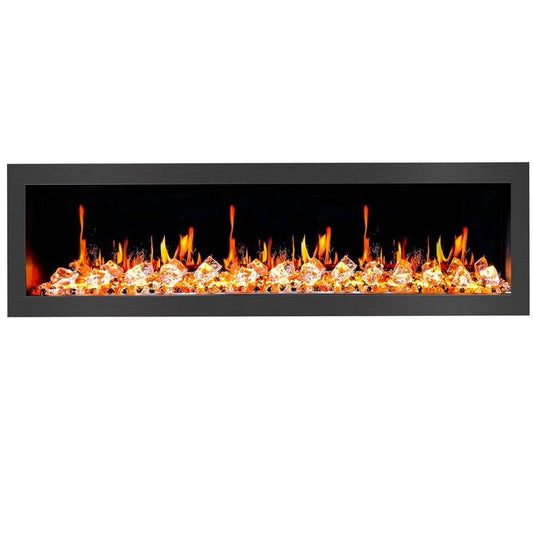 Litedeer Homes Latitude II 58" Smart Wall Mount Electric Fireplace with app Diamond - like Crystal - ZEF58VC, Black - Terrace Level