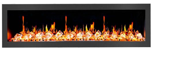 Litedeer Homes Latitude II 58" Smart Wall Mount Electric Fireplace with app Diamond - like Crystal - ZEF58VC, Black - Terrace Level