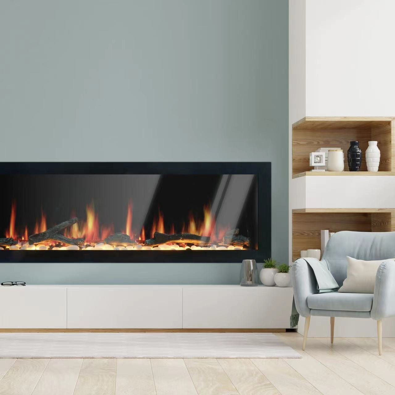 Litedeer Homes Latitude II 68 - inch Seamless Push - in Electric Fireplace - ZEF68X - Terrace Level