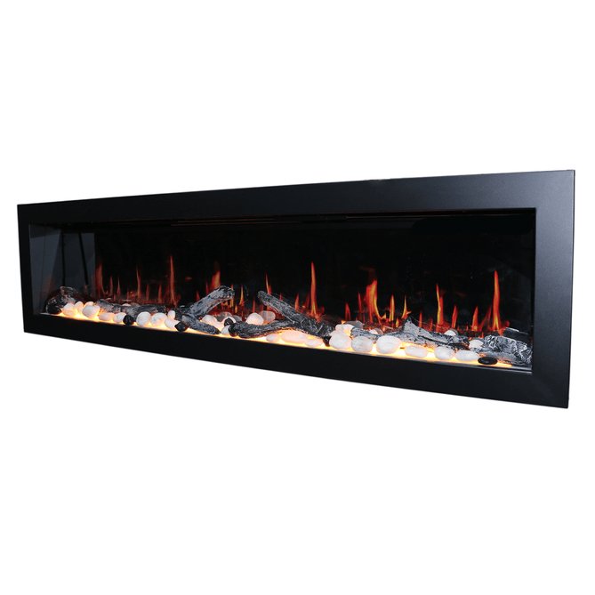 Litedeer Homes Latitude II 68" Smart Electric Fireplace with APP Driftwood Log & River Rock - ZEF68X - Terrace Level