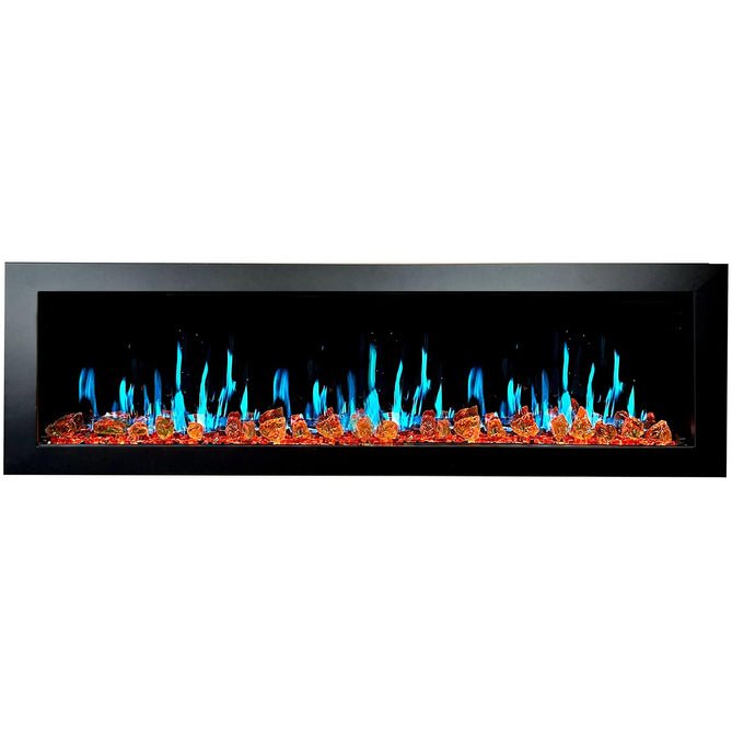 Litedeer Homes Latitude II 68" Smart Wall Mounted Electric Fireplace with Reflective Amber Glass - ZEF68XA - Terrace Level