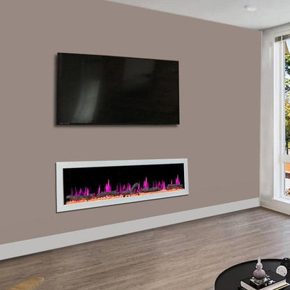 Litedeer Homes Latitude II 78" Smart Electric Fireplace with App Driftwood Log & River Rock - ZEF78VW - Terrace Level