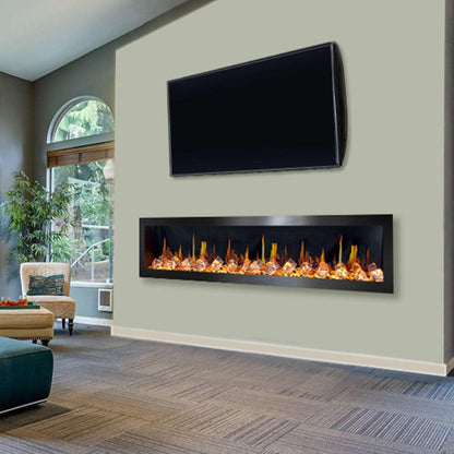 Litedeer Homes Latitude II 78" Smart Wall Mount Electric Fireplace with App Diamond-like Crystal - ZEF78VCW