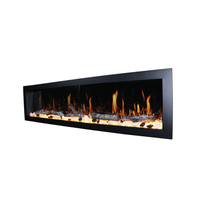 Litedeer Homes Latitude II 78" Smart Wall Mount Electric Fireplace with App Driftwood Log & River Rock - ZEF78V