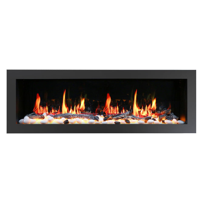 Litedeer Homes Latitude II 78" Smart Wall Mount Electric Fireplace with App Driftwood Log & River Rock - ZEF78V