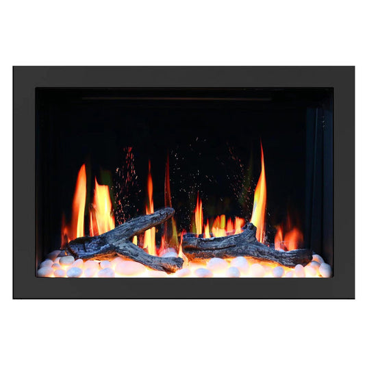 LiteStar 30" Smart Electric Fireplace Insert with App Driftwood Log & River Rock (ZEF38VC-30)