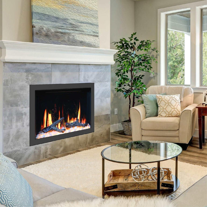 LiteStar 30" Smart Electric Fireplace Insert with App Driftwood Log & River Rock (ZEF38VC-30)