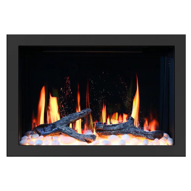 LiteStar 30" Smart Electric Fireplace Insert with App Driftwood Log & River Rock (ZEF38VC - 30) - Terrace Level