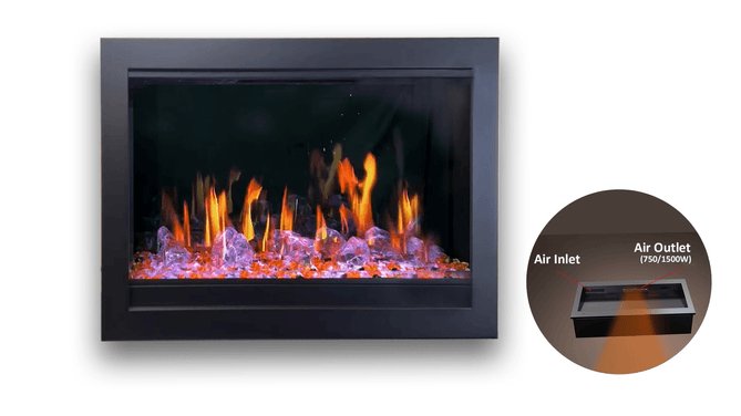 LiteStar 30" Smart Electric Fireplace Insert with App Reflective Amber Glass (ZEF38VC - 30A) - Terrace Level