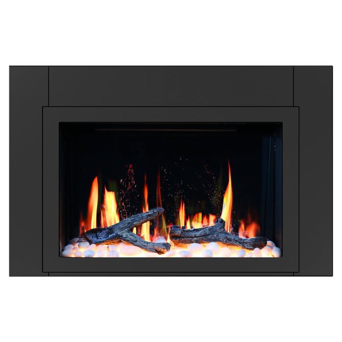 LiteStar 38 - in Wall Mounted Electric Fireplace Insert with Smart App 5 Unique Flame Crackling Sounds - ZEF38VC,Black - Terrace Level